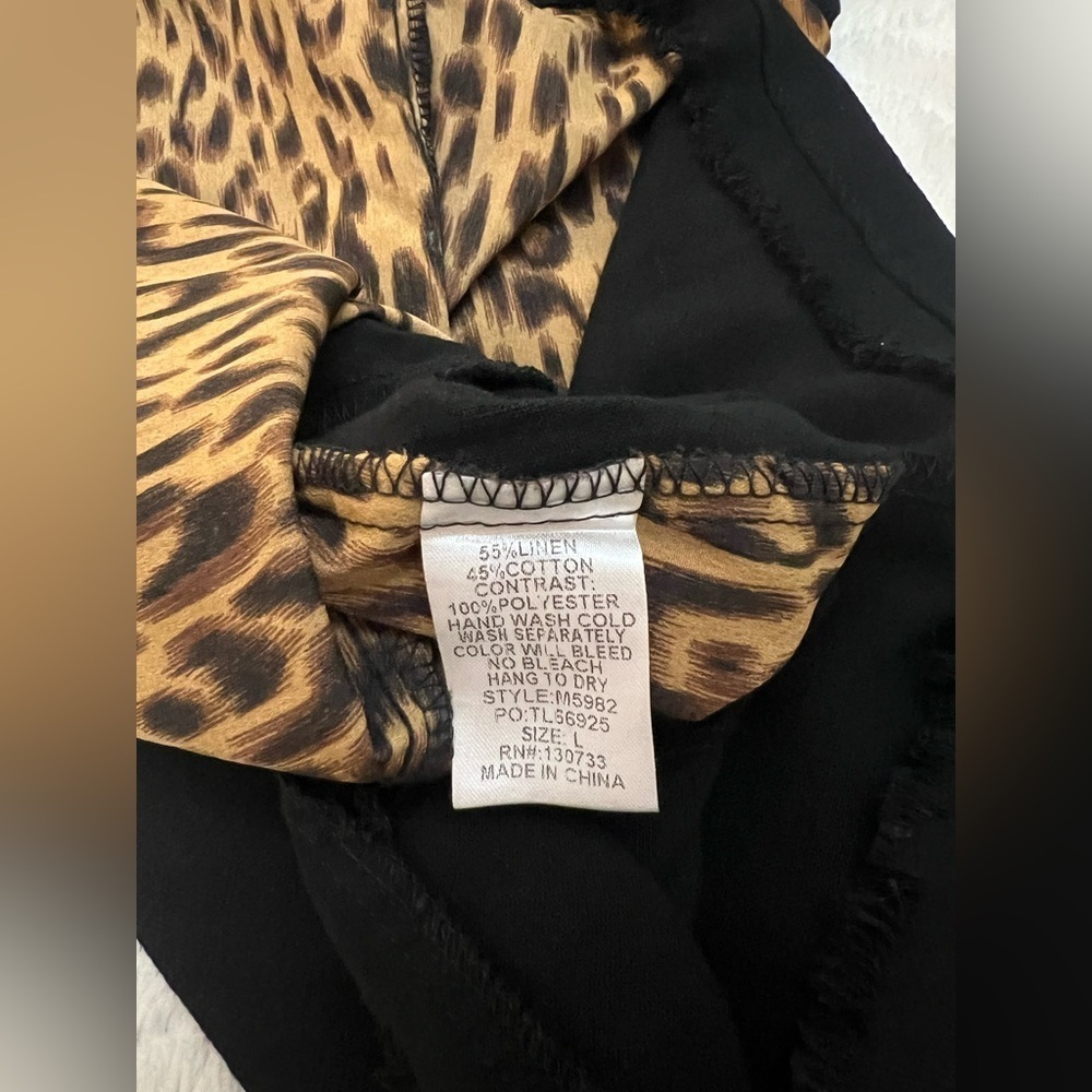 🔥 NWT Umgee Leopard & Black Boho Dress - Bell Sleeves - Large - Picture 7 of 8